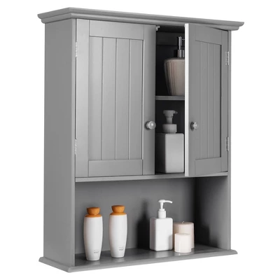 Costway Wall Mount Bathroom Cabinet Storage Organizer Medicine Cabinet With 2-Doors And 1- Shelf Cottage Collection Wall Cabinet 10 Costway Wall Mount Bathroom Cabinet Storage Organizer Medicine Cabinet With 2-Doors And 1- Shelf Cottage Collection Wall Cabinet - Image 10