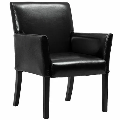 Costway Set Of 2 PU Leather Guest Chairs Reception Side Arm Chairs Upholstered Wood Leg 6 Costway Set Of 2 PU Leather Guest Chairs Reception Side Arm Chairs Upholstered Wood Leg - Image 6