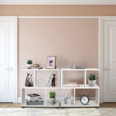 Costway 2 PCS 2-Tier Bookshelf S Shaped Bookcase Storage Rack Display Shelf W/ Foot Mats 1 Costway 2 PCS 2-Tier Bookshelf S Shaped Bookcase Storage Rack Display Shelf W/ Foot Mats