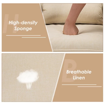 Costway Accent Chair Upholstered Linen Armchair Sofa Chair W/Waist Pillow 9 Costway Accent Chair Upholstered Linen Armchair Sofa Chair W/Waist Pillow - Image 9