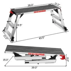 Costway 330lbs Aluminum Step Stool Folding Bench Work Platform Non-slip Drywall Ladder