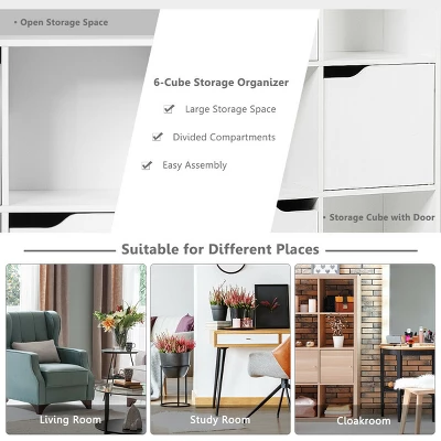Costway 9 Cube Bookcase Cabinet Wood Bookcase Storage Shelves Room Divider Organization 6 Costway 9 Cube Bookcase Cabinet Wood Bookcase Storage Shelves Room Divider Organization - Image 6
