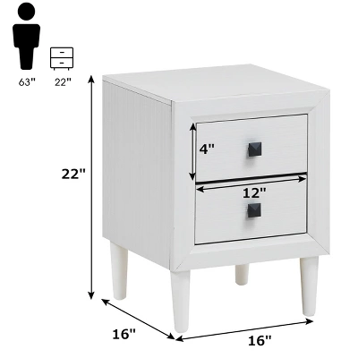 Costway 2 PCs Nightstand End Bedside Coffee Table Wooden Leg Storage Drawers White 1 Costway 2 PCs Nightstand End Bedside Coffee Table Wooden Leg Storage Drawers White