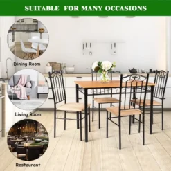 Costway 5 PC Dining Set Wood Metal 30" Table And 4 Chairs Black Kitchen Breakfast Furniture -Costway GUEST c56f112d dd83 4e32 9393 3f8db201a8a9