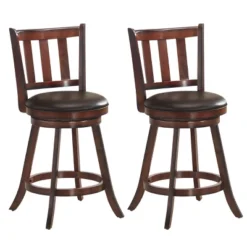 Costway Set Of 2 25'' Swivel Bar Stool Leather Padded Dining Kitchen Pub Bistro Chair High Back 15 Costway Set Of 2 25'' Swivel Bar Stool Leather Padded Dining Kitchen Pub Bistro Chair High Back -Costway GUEST c58a553e 481f 4e8c 9bd6 8baec0d7edb8