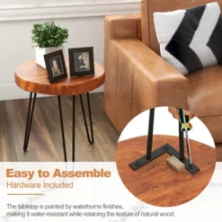 Costway Round End Table Accent Side Table Reclaimed Teak Wood Plant Stand Patio Rustic -Costway GUEST c5b8a2b6 489c 4513 99a9 e56b0a4be729