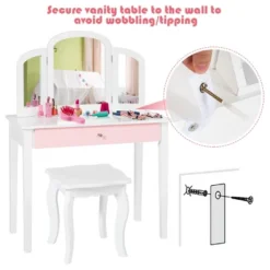 Costway Kids Vanity Set Princess Makeup Dressing Play Table Set W/Mirror White Pink 14 Costway Kids Vanity Set Princess Makeup Dressing Play Table Set W/Mirror White Pink -Costway GUEST c5e21f98 f89e 4b6a 97f8 11d9aaa0caa0