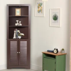 Costway Bathroom Corner Storage Cabinet Free Standing Tall Bathroom Cabinet W/3 Shelves 11 Costway Bathroom Corner Storage Cabinet Free Standing Tall Bathroom Cabinet W/3 Shelves -Costway GUEST c5e443de 67f1 4d6a a4ed 3f4c10982459