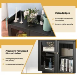 Costway Kitchen Buffet Server Sideboard Accent Cabinet With2 Tempered Glass Doors & Drawer -Costway GUEST c5e84907 6641 4420 a875 77b2bc3f1a80