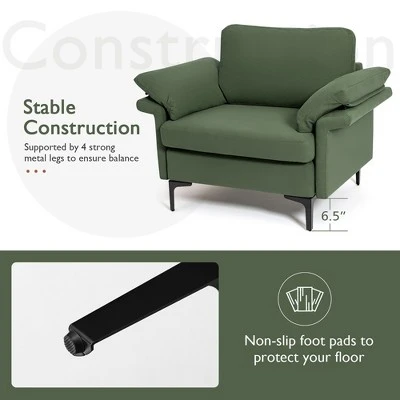 Costway Set Of 2 Upholstered Single Sofa Fabric Accent Armchair Metal Legs 4 Costway Set Of 2 Upholstered Single Sofa Fabric Accent Armchair Metal Legs - Image 4