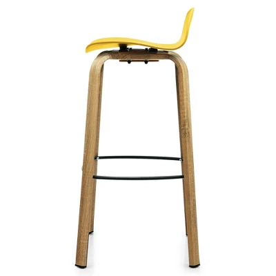 Costway Modern Set Of 4 Barstools 30inch Pub Chairs W/Low Back & Metal Legs Yellow 9 Costway Modern Set Of 4 Barstools 30inch Pub Chairs W/Low Back & Metal Legs Yellow - Image 9