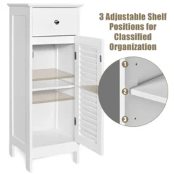 Costway Bathroom Floor Storage Cabinet Side Wooden Organizer W/ Drawer & Shutter Door -Costway GUEST c6adabd1 2ca9 4787 bec2 f0e2dd28eedf