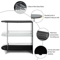 Costway Wine Rack Unit W/Tempered Glass Shelf & Glass Holders Glossy Black -Costway GUEST c6d5d68c ba5a 44aa 8321 f93e6564950e