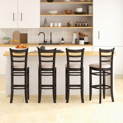 Costway Set Of 4 Bar Stools 31'' Kitchen Dining Chairs With Ergonomic Backrest & Footrest 1 Costway Set Of 4 Bar Stools 31'' Kitchen Dining Chairs With Ergonomic Backrest & Footrest