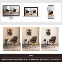 Costway 360degreesSwivel Accent Chair Modern Leathaire Armchair With Beech Wood Legs Brown -Costway GUEST c71ecda5 6856 4267 bb20 b5071a9b9dd8