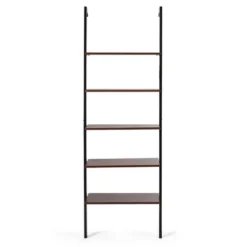 Costway 5-Tier Ladder Shelf Wood Wall Mounted Display Bookshelf Metal Frame Brown & Black/Brown & White/Bronze 16 Costway 5-Tier Ladder Shelf Wood Wall Mounted Display Bookshelf Metal Frame Brown & Black/Brown & White/Bronze -Costway GUEST c74f30d9 d98e 4221 8a36 a51cea6344b7