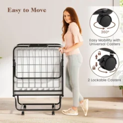 Costway Folding Bed With Mattress 74" X 31" Cot Size Rolling Guest Bed Space Saving -Costway GUEST c776b501 c070 423e 9269 bd301cb3492f