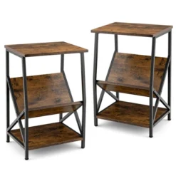 Costway 2PCS 3-Tier Industrial Side End Table With Storage Shelf Heavy Duty Accent Table -Costway GUEST c7e38b85 b551 4351 8eb2 c64f7c16f4e5