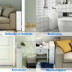 Narrow Wood Floor Bathroom Storage Cabinet Holder Organizer -Costway GUEST c80510c7 b1f0 441b 9e19 34a8b111322b