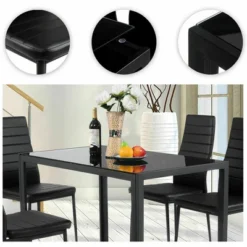 Costway 5 Piece Kitchen Dining Set Glass Metal Table 30" And 4 Chairs Breakfast Furniture Black -Costway GUEST c828b3f7 9f70 47d3 836c d94fcf7ed76c