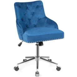 Costway Blue Velvet Office Chair Tufted Upholstered Swivel Computer Desk Chair Nailed Trim -Costway GUEST c85a4e18 5c35 48f5 821f f9f616c1ecc5