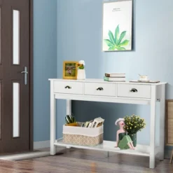 Costway Console Table With 3 Drawers Bottom Shelf Sofa Side Table Entryway White -Costway GUEST c8a443ac 77ae 4ae2 abfd f89a3f3cb1a1