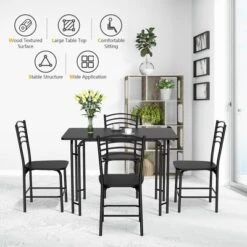 Costway 5 Piece Dining Set Home Kitchen Table 29.5'' And 4 Chairs With Metal Legs Modern Black -Costway GUEST c8e0c804 bf12 4917 97bd 3bf058794b61