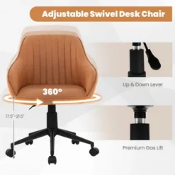 Costway PU Leathaire Home Office Arm Chair Adjustable Swivel Leisure Desk Chair -Costway GUEST c9225403 cc29 4a22 82e8 0c6e24ad7144