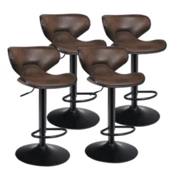 Costway Set Of 4 Adjustable Bar Stools Swivel Bar Chairs Pub Kitchen Retro Brown 16 Costway Set Of 4 Adjustable Bar Stools Swivel Bar Chairs Pub Kitchen Retro Brown -Costway GUEST c94901bf 3154 46c2 ad79 8059d23e2426