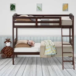 Costway Wood Solid Hardwood Twin Bunk Beds Detachable Safety Rail 17 Costway Wood Solid Hardwood Twin Bunk Beds Detachable Safety Rail -Costway GUEST c972cdd0 d32c 4a6e 9fcf d6eea495b94d