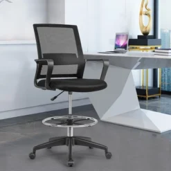 Costway Drafting Chair Tall Office Chair Adjustable Height W/Footrest