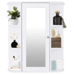 Costway Bathroom Cabinet Single Door Shelves Wall Mount Cabinet W/ Mirror Organizer 12 Costway Bathroom Cabinet Single Door Shelves Wall Mount Cabinet W/ Mirror Organizer -Costway GUEST c9b6d457 eddf 494d a06f e5111c6dc183