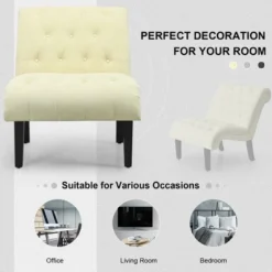 Costway Armless Accent Chair Upholstered Tufted Lounge Chair Wood Leg -Costway GUEST c9bf5f35 b606 4443 962a 3e6539b8ce40
