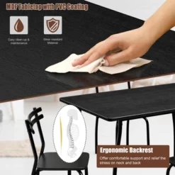 Costway 5 Pcs Dining Set Table 30'' And 4 Chairs Home Kitchen Room Breakfast Furniture Black -Costway GUEST c9c2b53d 848d 4850 8921 ecf4cf6a79f2