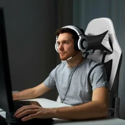 Costway Massage Gaming Chair Reclining Racing Office Computer Chair With Footrest White -Costway GUEST ca1bcf32 a020 42af a742 721572546f2d