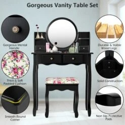 Costway Makeup Vanity Table Drawers Oval Dressing Table Kids Gift -Costway GUEST ca259dfa 710c 4d46 bcea 45d6b93d2e4e