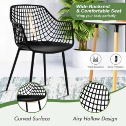 Costway Modern Dining Chair Set Of 4 Plastic Shell Hollow WithMetal Legs For Living Room 16 Costway Modern Dining Chair Set Of 4 Plastic Shell Hollow WithMetal Legs For Living Room -Costway GUEST ca9dcaad 54c4 4d9f bc1e 75f0acb84580