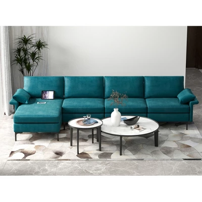 Costway Modern Modular L-shaped Sectional Sofa W/ Reversible Chaise & 4 USB Ports 2 Costway Modern Modular L-shaped Sectional Sofa W/ Reversible Chaise & 4 USB Ports - Image 2