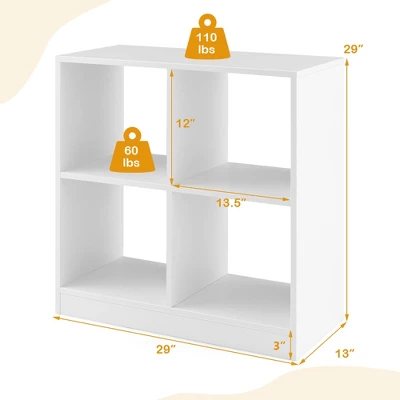 Costway Kids Toy Storage Organizer 4-Cube Wooden Display Bookcase With Anti-toppling Device 2 Costway Kids Toy Storage Organizer 4-Cube Wooden Display Bookcase With Anti-toppling Device - Image 2