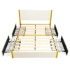 Costway FullQueen Size Upholstered Bed Frame Wooden Slatted Adjustable Headboard 4 Drawers
