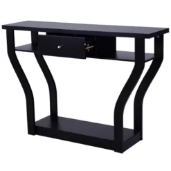Costway Black Accent Console Table Modern Sofa Entryway Hallway Hall Furniture W/Drawer 12 Costway Black Accent Console Table Modern Sofa Entryway Hallway Hall Furniture W/Drawer -Costway GUEST caed4f78 a331 494f b849 25b7b9f0738f