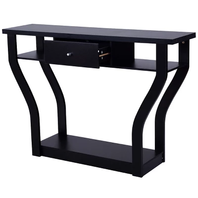 Costway Black Accent Console Table Modern Sofa Entryway Hallway Hall Furniture W/Drawer 6 Costway Black Accent Console Table Modern Sofa Entryway Hallway Hall Furniture W/Drawer - Image 6