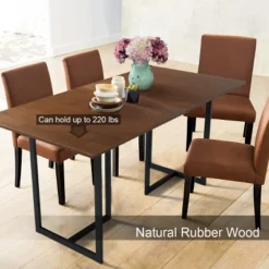 Costway 63'' Console Dining Table Rectangular Kitchen Table W/ Metal Frame And Wood Top -Costway GUEST cb1255ba 8565 4d44 acff ae821d7e76a4