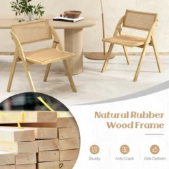 Costway Foldable Dining Chairs Set Of 2/4 With Woven Rattan Backrest & Seat Rubber Wood Frame Natural 13 Costway Foldable Dining Chairs Set Of 2/4 With Woven Rattan Backrest & Seat Rubber Wood Frame Natural -Costway GUEST cb2d9c46 ce91 4fb2 be3b 21c98090665f