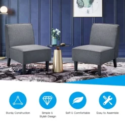 Costway Accent Chair Armless Fabric Sofa Living Room Furniture Gray -Costway GUEST cb5d7f78 c56f 44e3 9416 90bcb3cc44c0