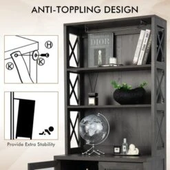 Costway Tall Freestanding Bar Cabinet Kitchen Buffet W/ Glass Holder & Adjustable Shelf -Costway GUEST cb6b9b5c 7e9e 4781 94e0 7b63231b19d8