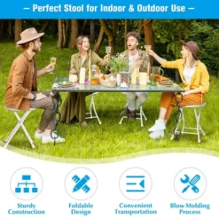 Costway Set Of 4 Portable Folding Stools 18'' Collapsible Round Stools White -Costway GUEST cb87aa22 832b 424f a2b3 dd3ba67613f6