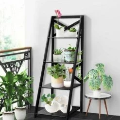 Costway 4-Tier Ladder Shelf Bookshelf Bookcase Storage Display Leaning Home Office Decor -Costway GUEST cb8b1122 3e18 4dda 9a42 31b13d768d43