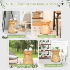 Costway 17'' Concrete Accent Side Table Hourglass Wood-like End Table Plant Stand Stool -Costway GUEST cbd667e6 0caa 4ea9 9e62 5856a755cd20