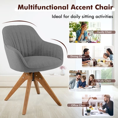 Costway Modern 360 Degree Swivel Accent Chair W/ Linen Fabric & High-density Sponge Yellow/Brown/White/Grey/Red 9 Costway Modern 360 Degree Swivel Accent Chair W/ Linen Fabric & High-density Sponge Yellow/Brown/White/Grey/Red - Image 9